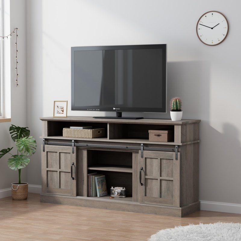 58 Inch TV Stand with Storage Cabinet Gray